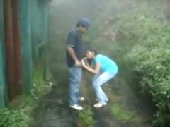 British Indian couple fuck in rain storm at hill station